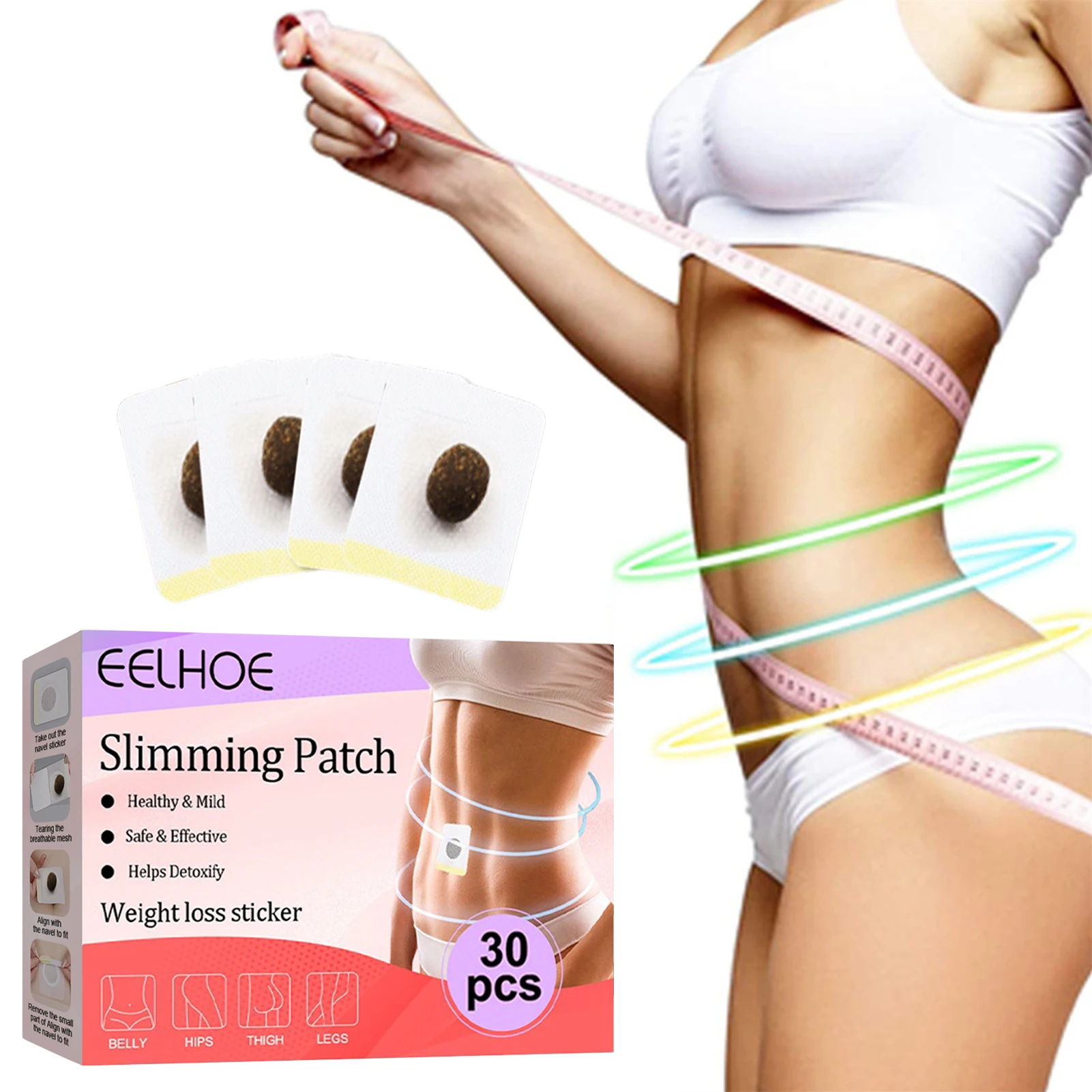

30/60PCS Belly Button Stickers De-toxing Slimming Patch Slimming Stickers Belly Navel Weight Loss Fat Burning Stickers Unisex