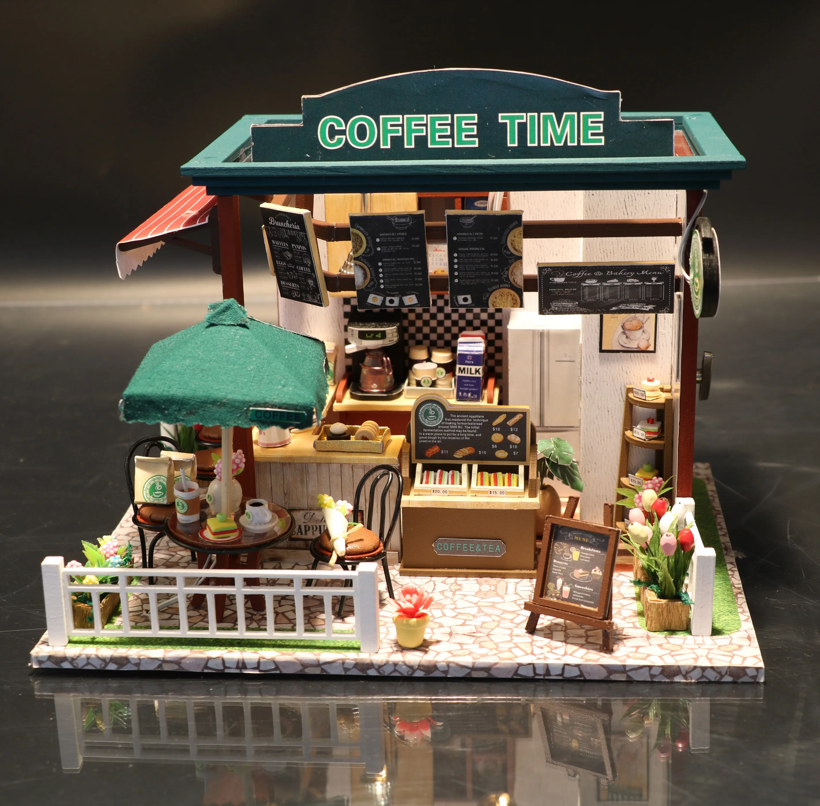 

Manual Doll House DIY Handmade Building Coffee Shop Mini Store Blocks Model Family Fun Handwork Birthday Present for Teenagers