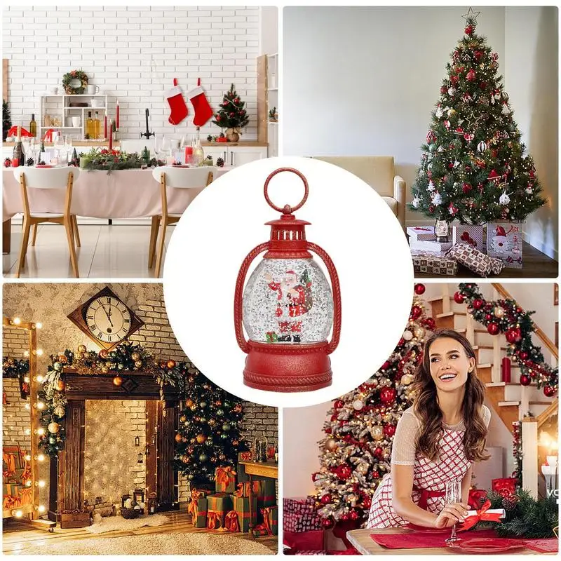 Световой снежный шар блестящий глобус Санта-Клауса с завитыми блестками внутри