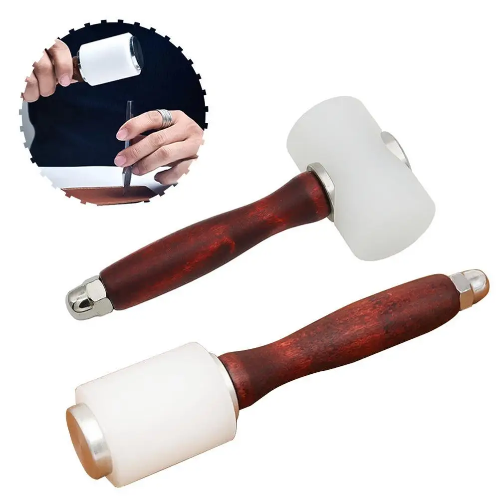 

Professional Leather Carve Hammer Nylon Hammers Mallet Wood Handle For Leathercraft Punch Printing Percussion DIY Handle Tool