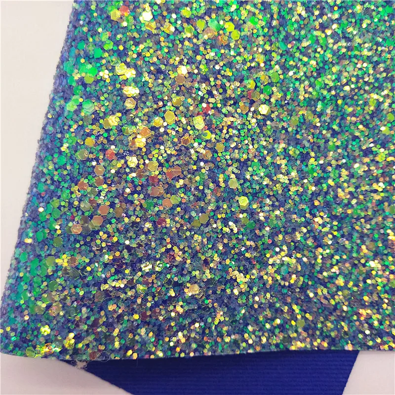 Зеленая массивная блестящая кожа с цветочным принтом звезды Синтетическая винил