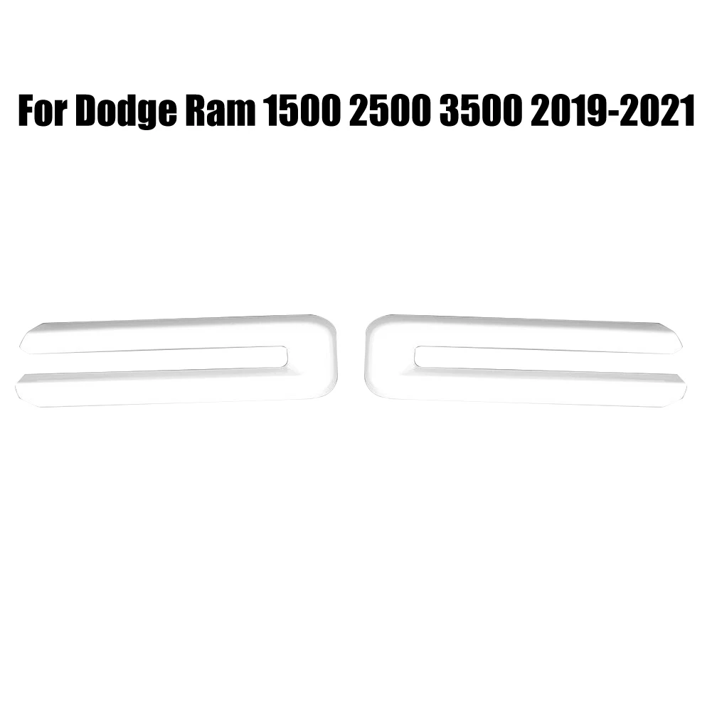 

Cover Trim Bezels Grill Inserts Car Decor Style Front Never Rust Prevent From Scratch White 1500 2500 3500 2pcs