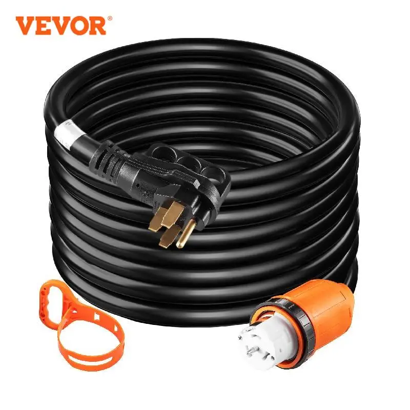 

VEVOR 10-50FT Generator Cord 50Amp Heavy Duty Waterproof Pure Copper Socket Wires SS2-50R Electric Extension Power Supply Cable