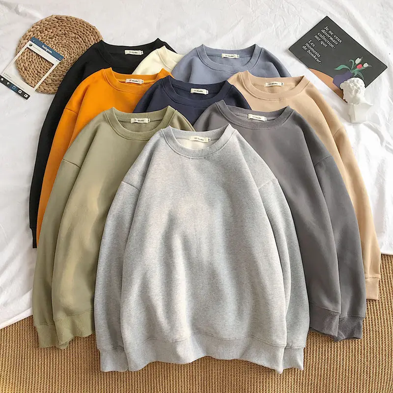 

Women Tops Sweatshirts Harajuku Loose Casual Sweatshirt Korean Fashion Pullovers O Neck Velvet Sweatshirt Couples Clothes