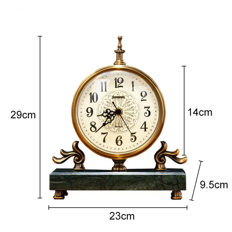 Ретро золотые настольные часы бесшумные с иглами для украшения гостиной