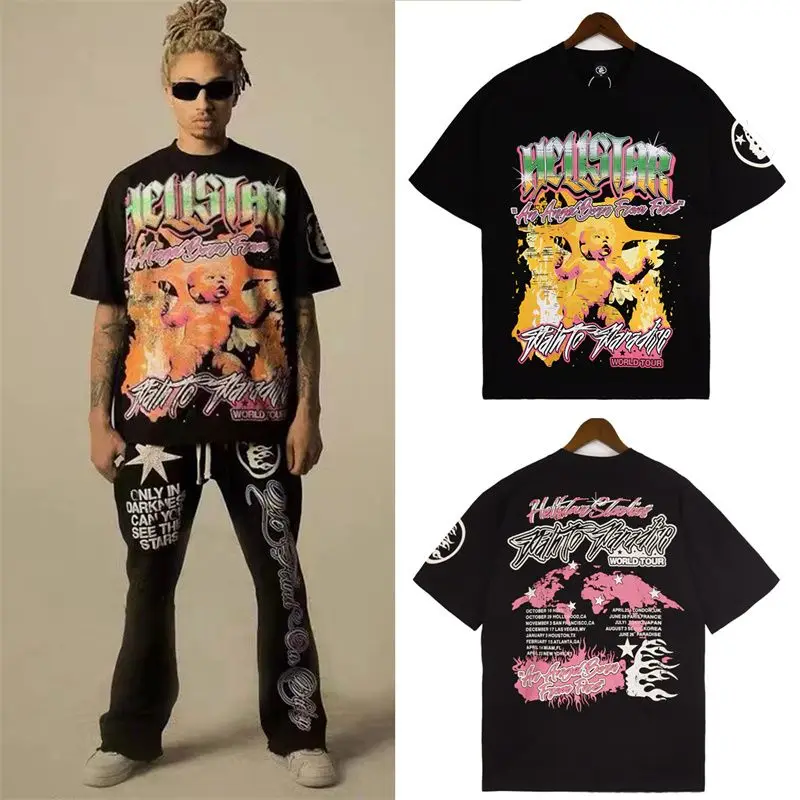 

Hellstar Angle Tee Men's and Women's Cotton Short-sleeved T-shirts