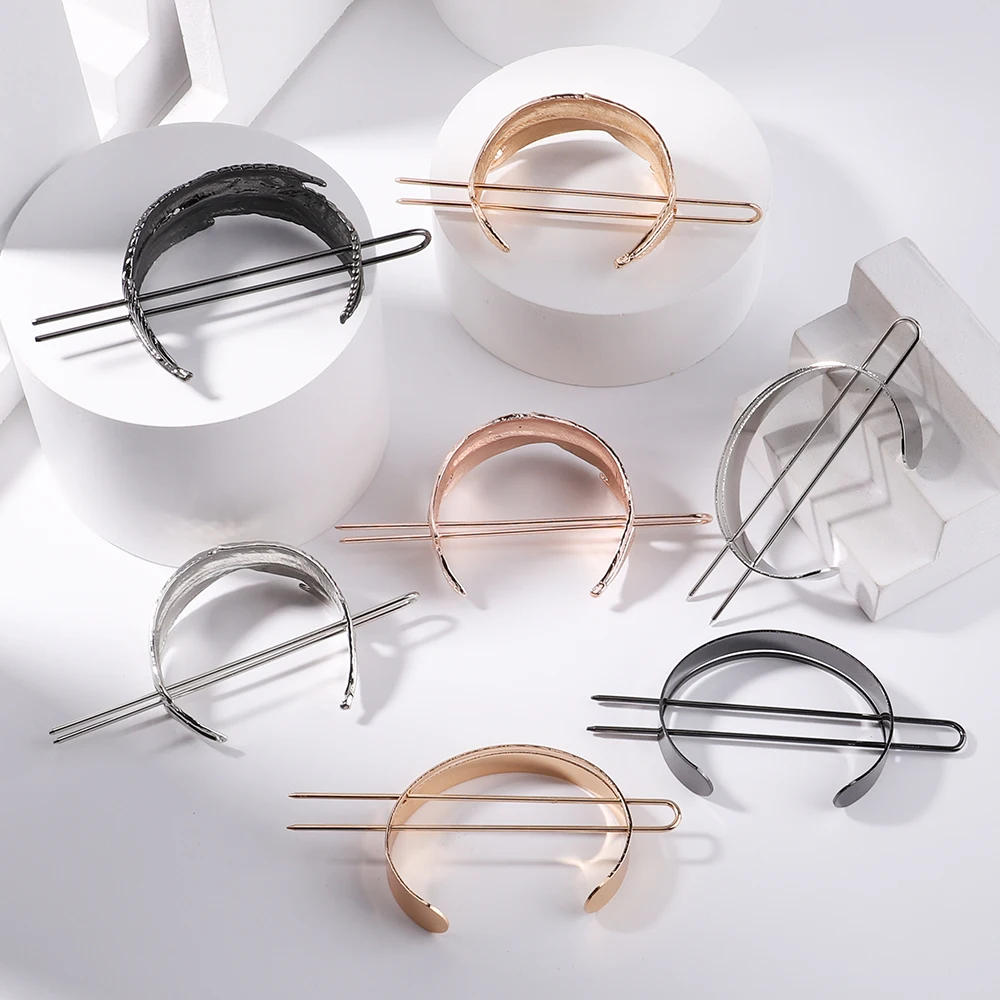 

Шпилька для волос с Круглым Верхом из сплава, клетка для пучка, Минималистичная женская элегантная шпилька для волос с искусственными перья...