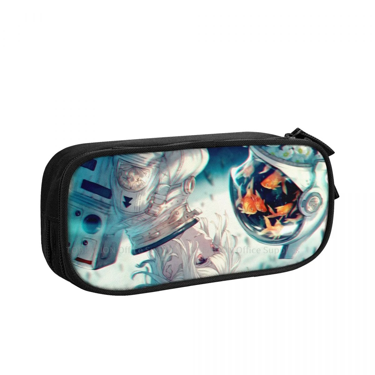

Girl And Fish Pencase Astronaut And Space Pencil Bag Teenage Student Stationary Bags Large Capacity Double Zipper