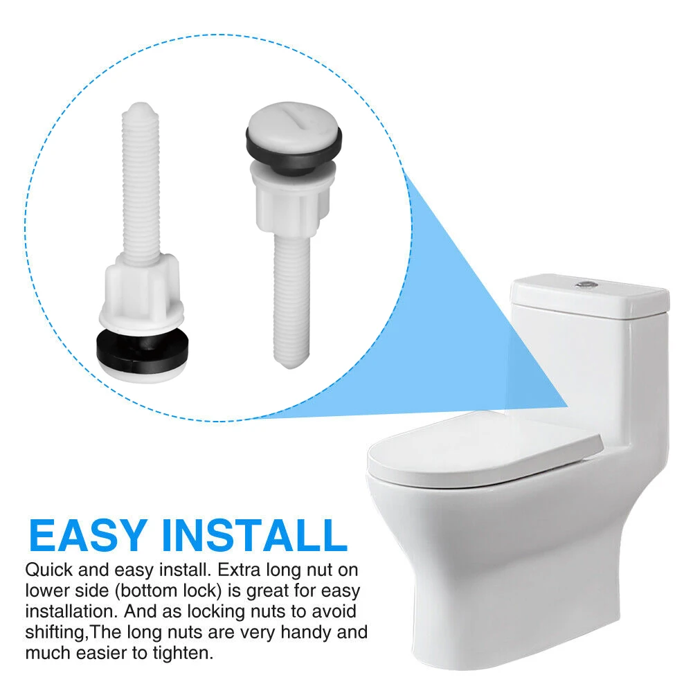 

Washers Toilet Seat Bolts Rubber Thread Diameter: 10mm Bolt's Length: 80mm Practical For Fit Almost Any Toilet