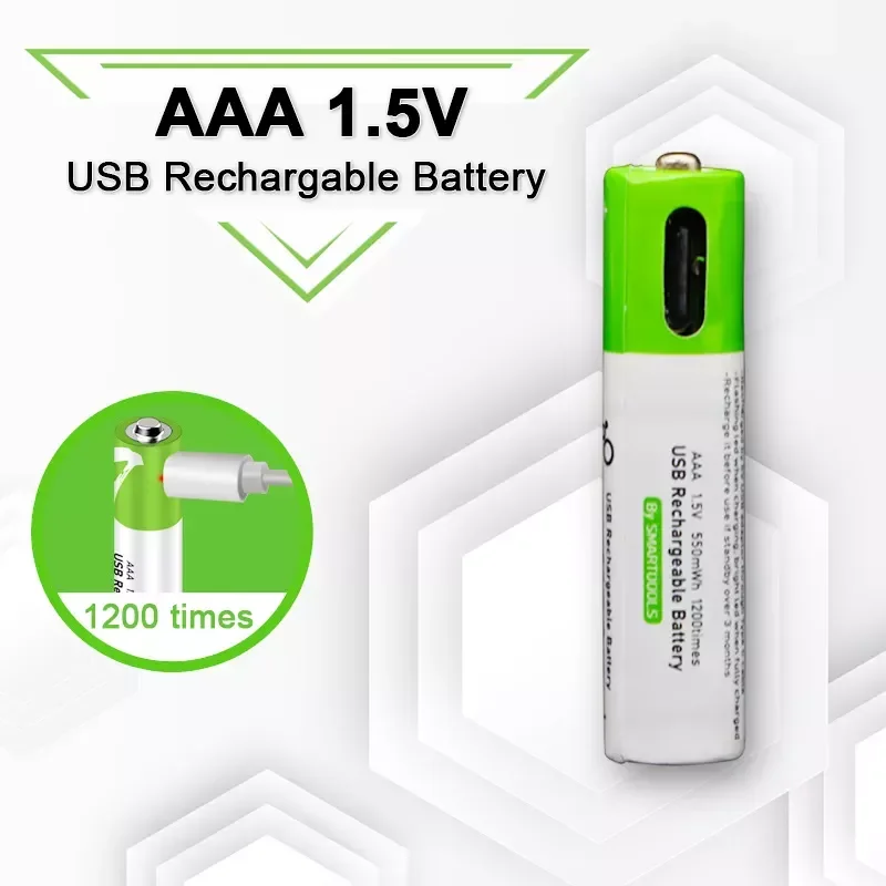 

NEW2023 100% High Capacity 1.5V AAA 550 mWh USB Type-C Rechargeable Li-ion Battery for Remote Control Wireless Mouse +