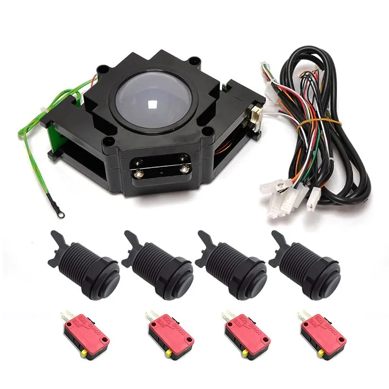 3 In 1 Ultra Optical Tracking Ball Assembly With 4 Pcs Push Buttons MicroSwitch For Arcade Game Machine Console Cabinet 