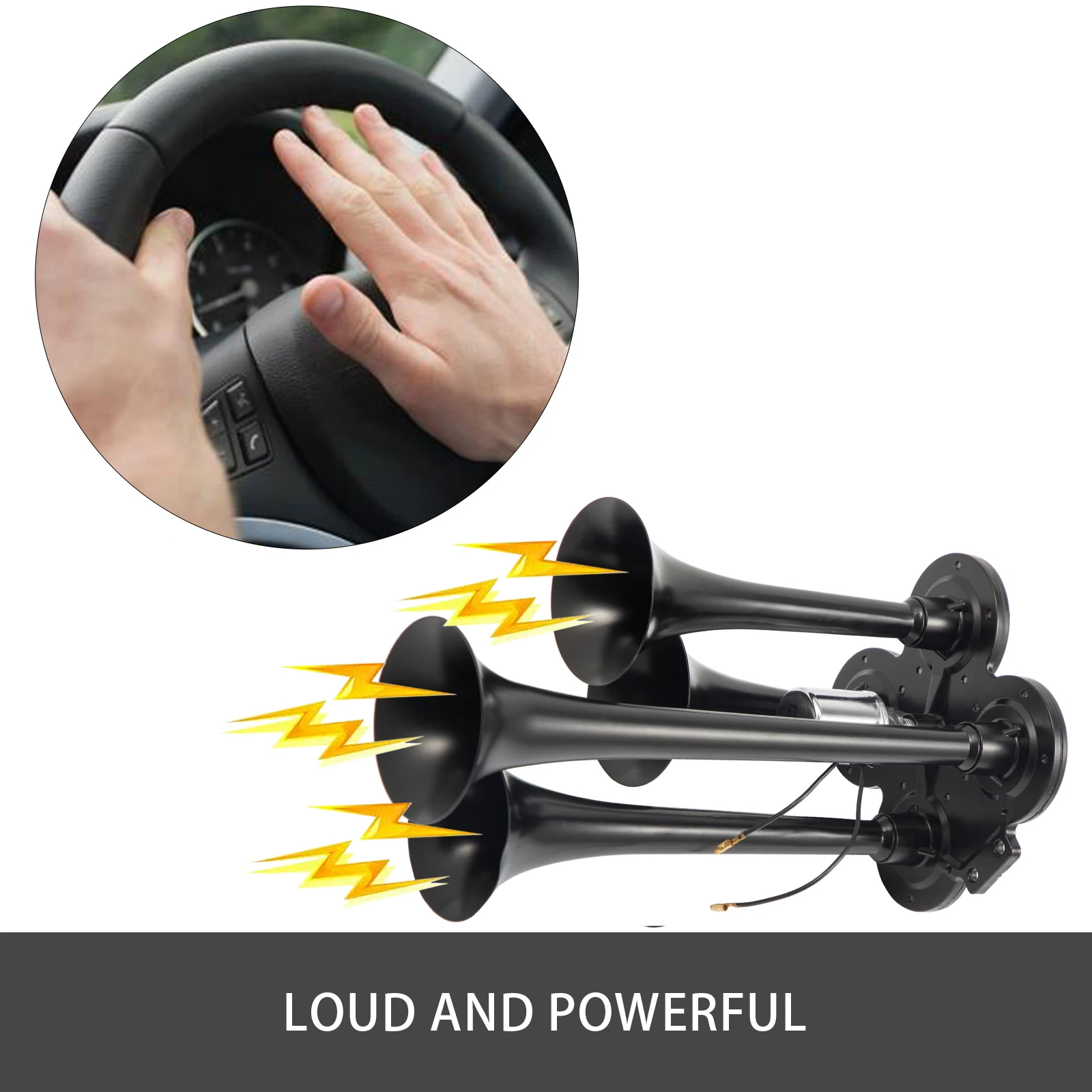 VEVOR 3 / 4 трубы 12V 150DB громкий воздушный гудок поезда комплект макс 150 PSI рабочее