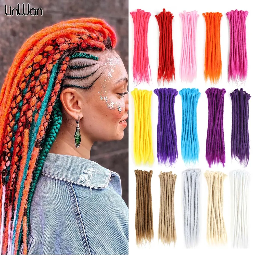 Handmade Dreadlocks Hair Extensions For Men 10Strands Handmade Dreads Synthetic Braiding Hair Crochet Braids For Black Women