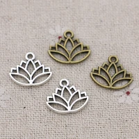 10pcs antique silver plated lotus flower charms pendants for jewelry making bracelet earrings diy accessories craft handmade