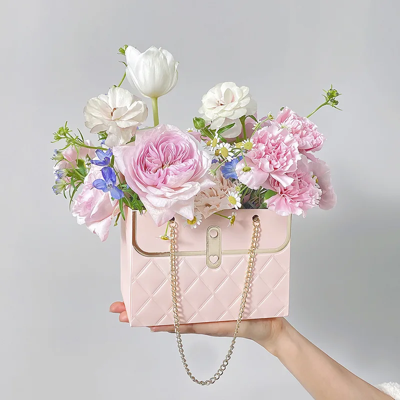 

4pcs Portable Flower Rose Packaging Boxs Rectangle Wrapping Bag For Flower Shop Wedding Valentine'S Day Birthday Party Gifts
