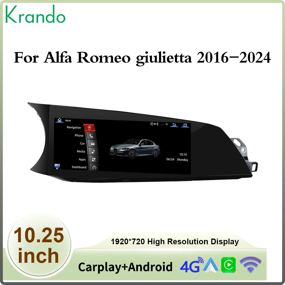 Автомобильный радиоприемник Krando 10 25 дюйма на базе Android для Alfa Romeo Giulietta 2016-2024