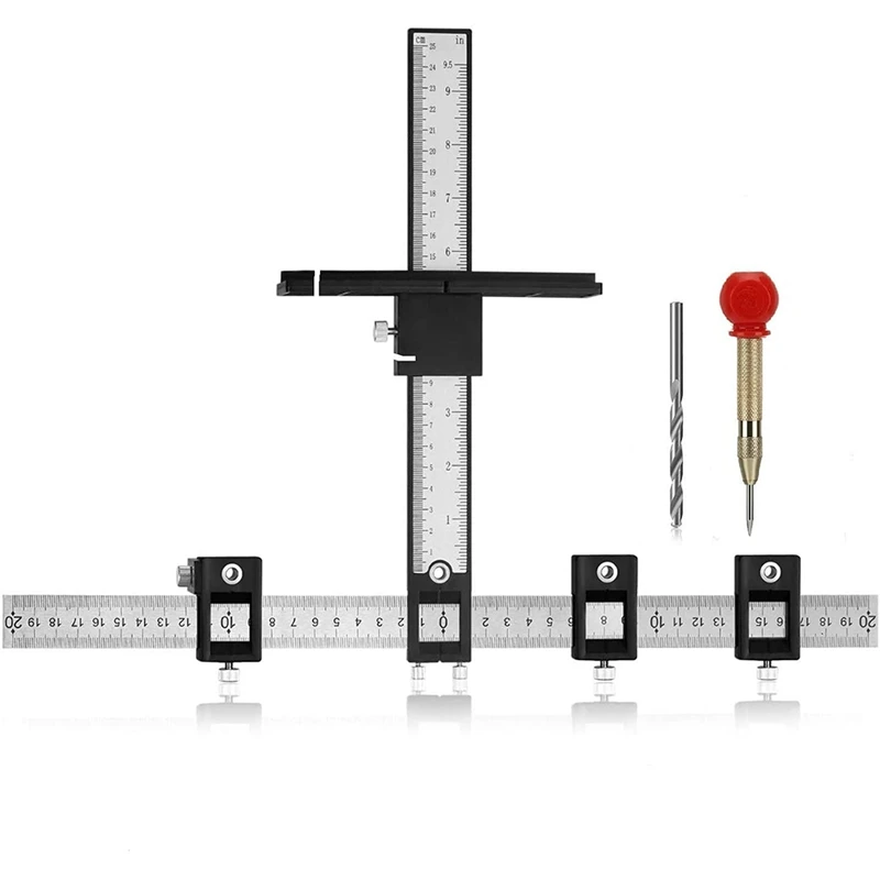 

Cabinet Hardware Jig Set, Hardware Template Tool,Adjustable Drill Guide For Fast And Accurate Installation