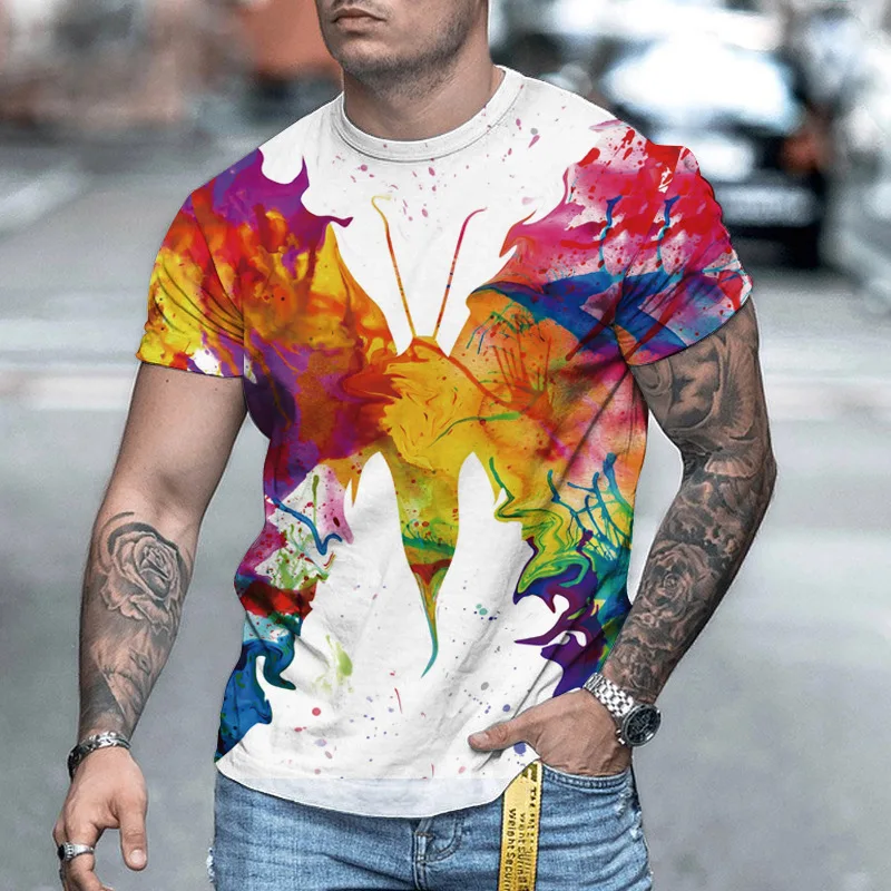 

T-shirt for Men 3d Bright Print Short Sleeve Men‘s T-shirts Tops Oversized Shirt Man Clothing Customizable Pattern Free Shipping