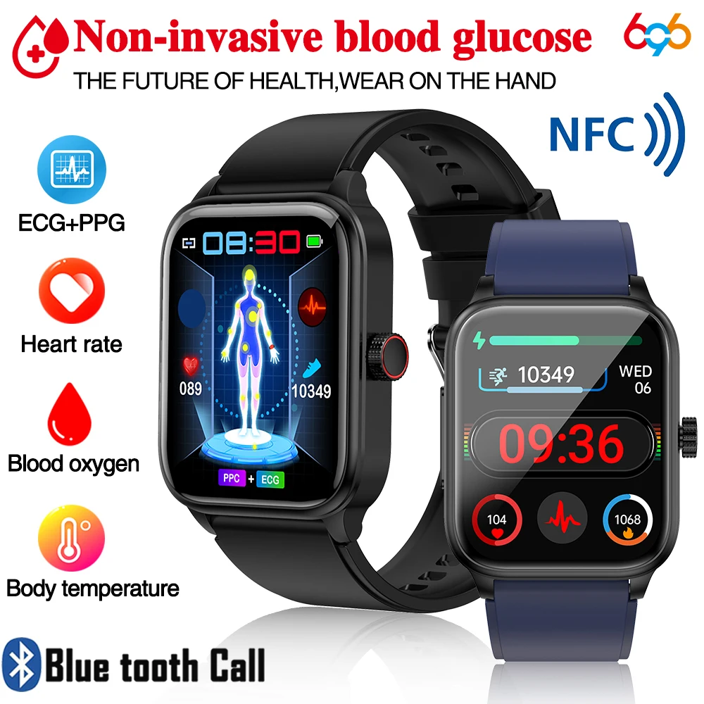 

Men ECG+PPG HRV Blood Glucose Monitoring Smart Watch Blue Tooth Call NFC Sport Bracelet Temperature Oldster 2023 New Smartwatch