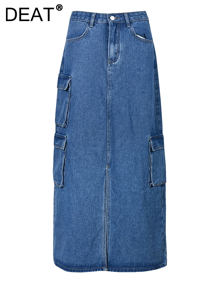 

DEAT Fashion Women Denim Skirt Zipper Pockets Irregular Jag Wahed Non Strech Ankle-length Skirts Autumn Female 2023 New 17A7042
