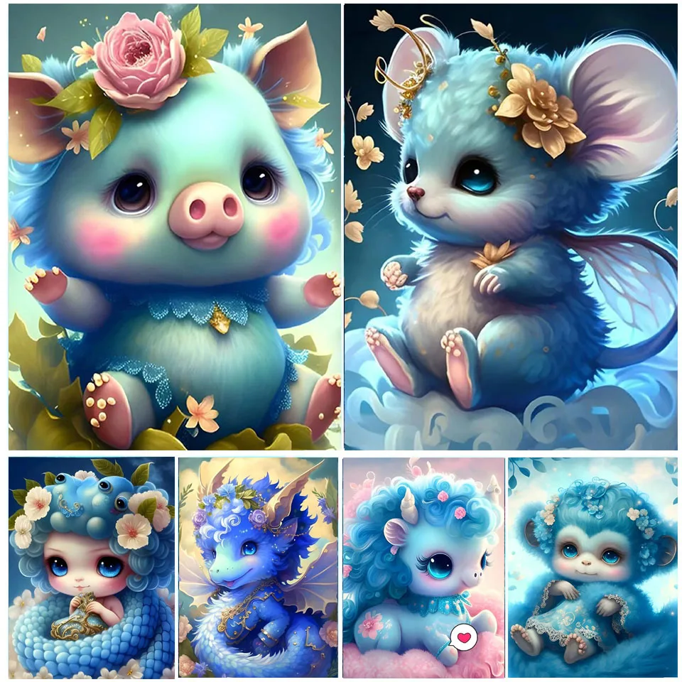 Набор для алмазной живописи с 12 китайскими зодиаками, картина 5D «сделай сам» с полным заполнением, с мультяшными животными, семейная картина, пазл, вышивка, искусство A296