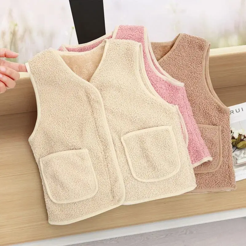 

Girls baby vest outside wearing autumn and winter boys velvet waistcoat children warm all-match inside wearing vest sweater