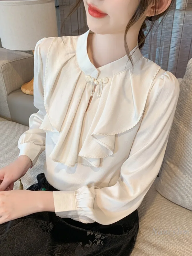Женская одежда с оборками новинка 2024 Ранняя осень топ уникальным дизайном