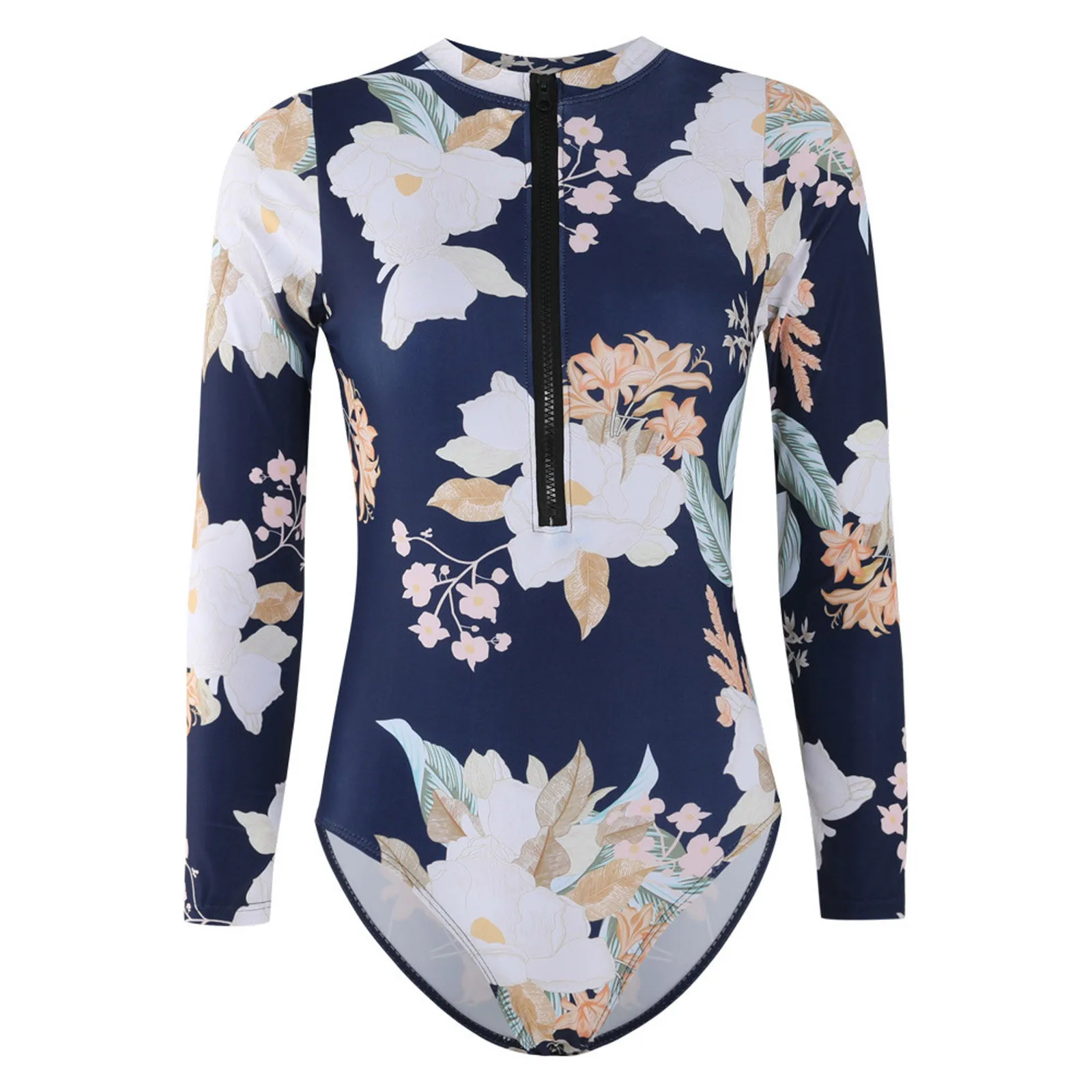 Женский слитный купальник с длинными рукавами на молнии |