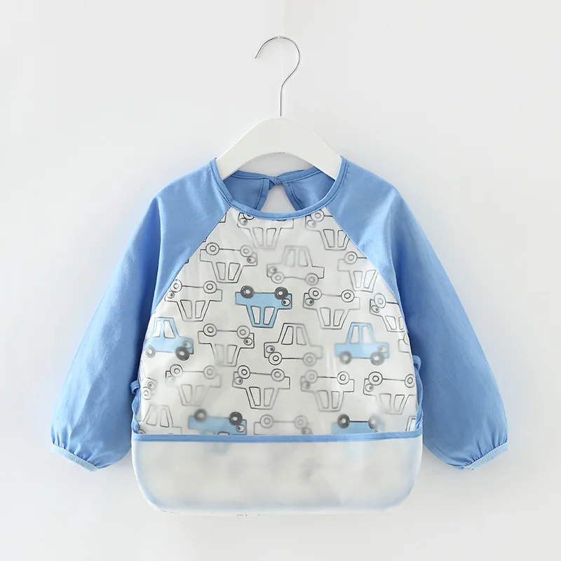 

Baby Kids Toddler Long Sleeve Scarf Waterproof Art Smock Feeding Bib Apron Pocket Infant Boys Girls Burp Cloth Bandana Bibs