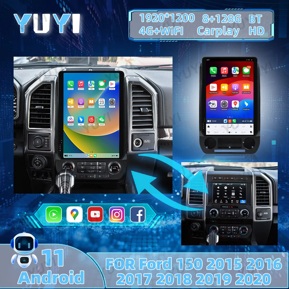 Автомобильный радиоприемник 14 4 дюйма Android 11 для Ford F150 2015 2016-2020 автомобильный