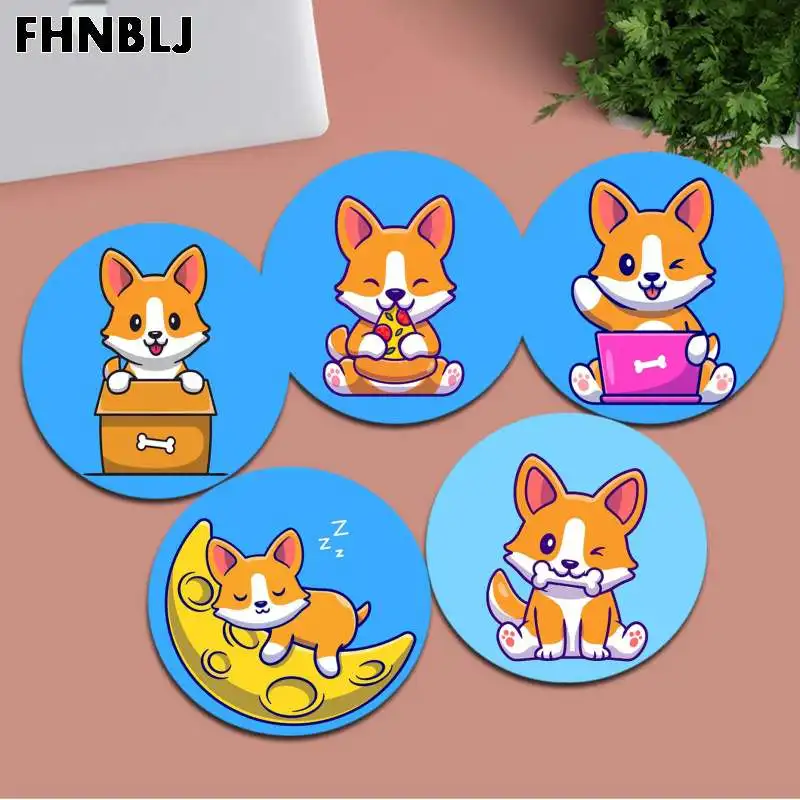 

FHNBLJ Welsh Corgi Lovely Animal Kids Round Gaming Mouse Pad Desk Mats Keyboard Pad Mause Pad Desk Set Padmouse Desk Play Mats