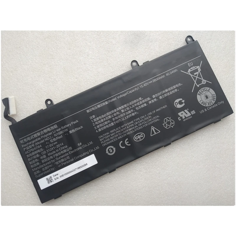Оригинальный аккумулятор для ноутбука N15B01W N15B02W 15,4 в 04wh для Xiaomi Mi Ruby 15,6 дюйма Timi TM1703