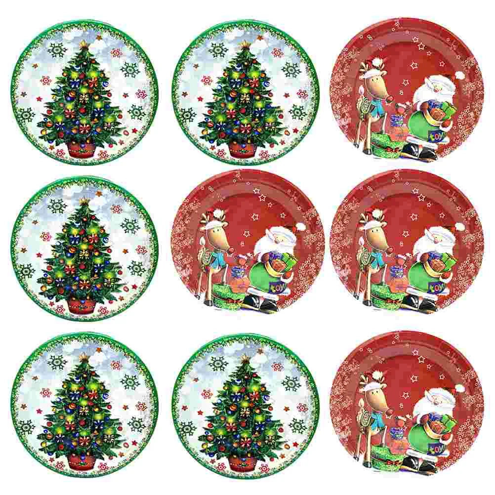 

20pcs Christmas Paper Dessert Round Party Tableware Set Christmas Party Supplies ( Red And Green )