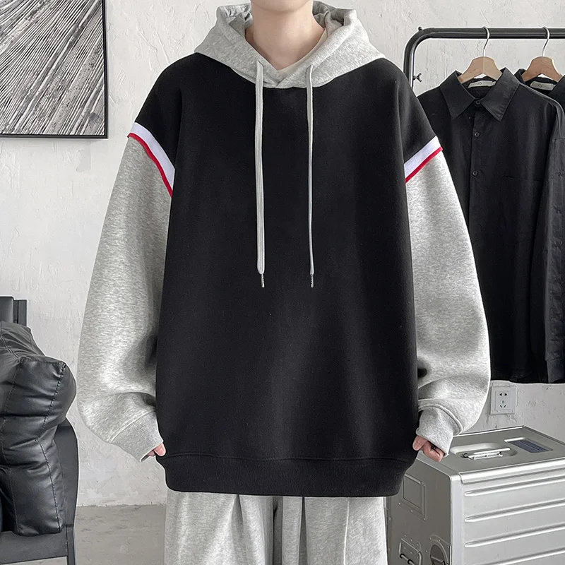 

Harajuku Basic Hoodies 2023 Men Casual Hooded Sweatshirts Solid Color Oversized Hoodie Male Loose Pullovers Tops