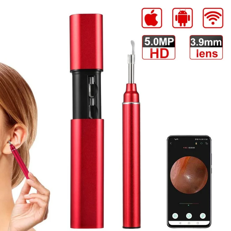 

3.9mm WiFi Ear Otoscope Wireless 5.0MP Digital Endoscope Ear Inspection Camera Earwax Cleaning Tool with 6 Led for IOS Android