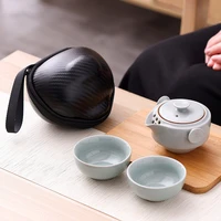 portable kungfu tea set ceramic teaset simple appearance teaware chinese designer travel one teapot two cups drinkware gift good