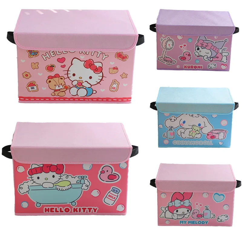 

kuromi kawaii storage box Sanrio Cinnamoroll My Melody Pom Pom Purin Pachacco Foldable drawer storage box home fabric glove box