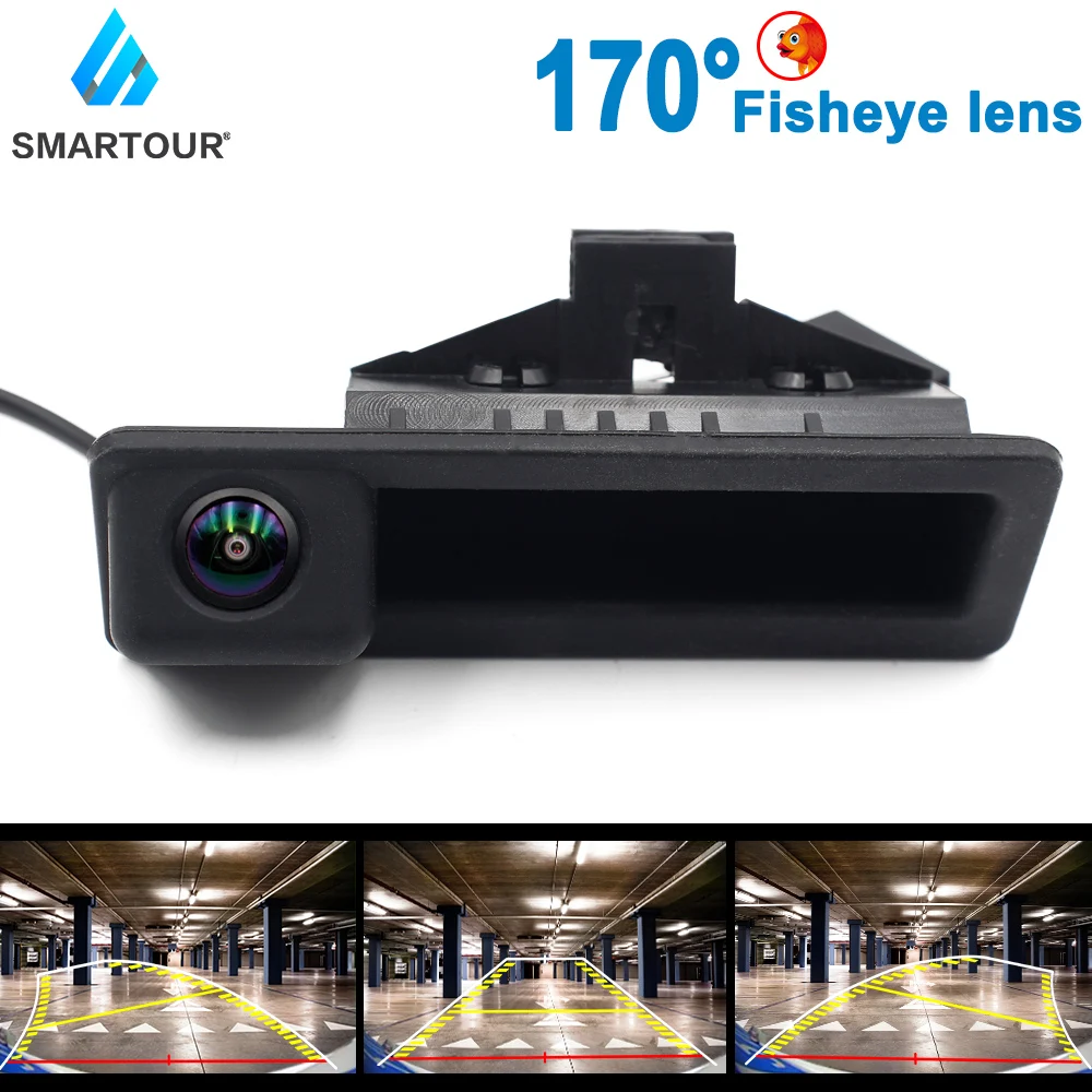 

Автомобильная камера заднего вида с ручкой для багажника задняя камера 170 объектив рыбий глаз динамическая траектория ночное видение для BMW серий 3/5 E82 E84 E39 камера