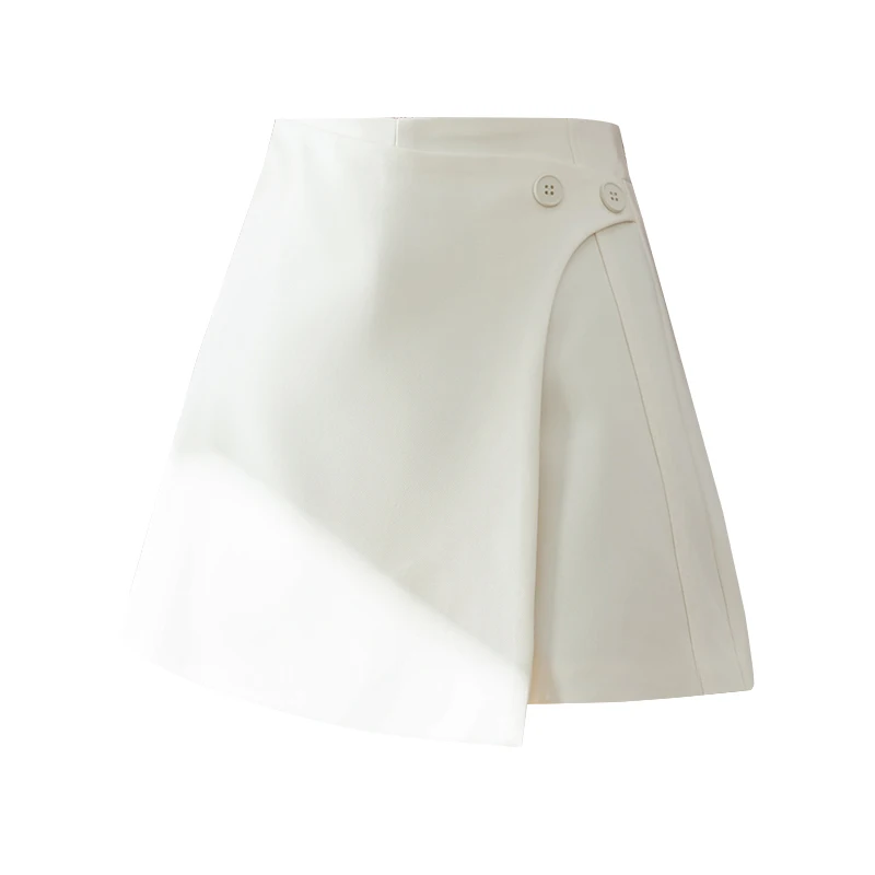 Women Pants 2023 Summer Irregular Short Skirts Women's Wide Leg Sexy High Waist Suit Pants Women Solid A-line Button Up Pants OL