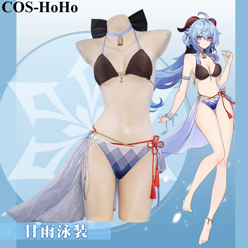 

COS-HoHo Anime Genshin Impact Ganyu Lovely Swimsuit Uniform Cosplay Costume Halloween Party Role Play Outfit Summer Bikini Women