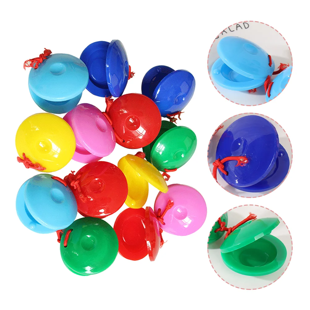 

12 Pcs Castanets Finger Instruments Kids Percussion Musical Toy Woody Toy Orff Educational Plastic