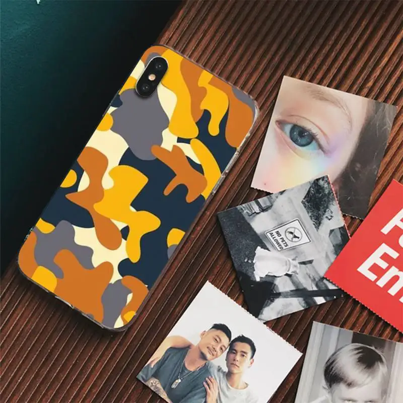 Camouflage Pattern Phone Case For iPhone 13 14 Pro Max XS XR 12 11 Pro 13 Mini 6 7 8 Plus Clear Back Cover Capa