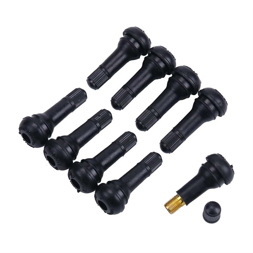 

10PCS Black TR412/TR413/TR414 Tubeless Car Wheel Tire Valve Stems with Caps Tyre Rubber Valves with Dust Caps Wheels Tires Parts