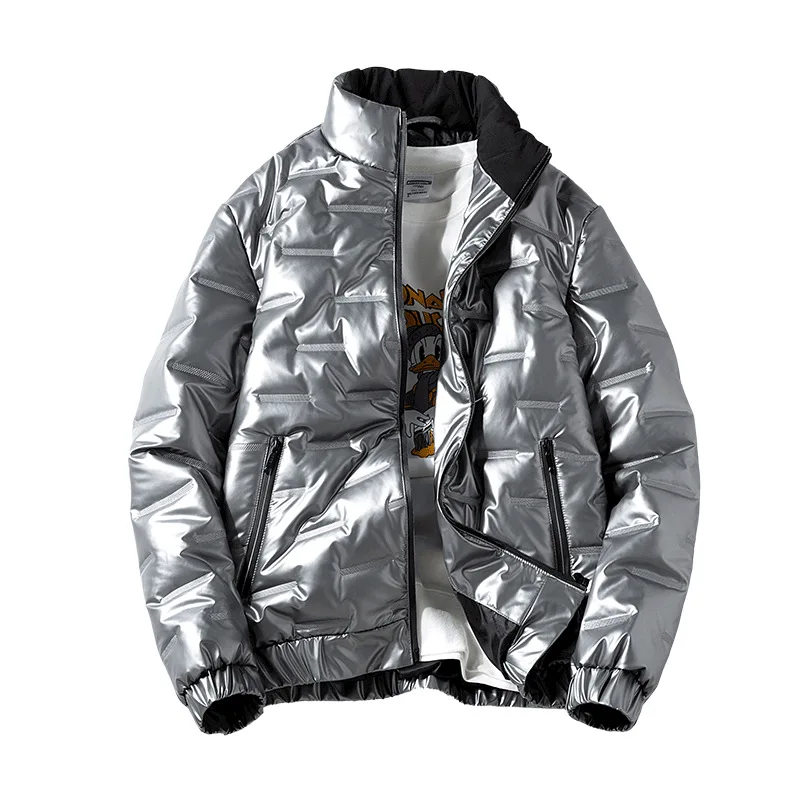 Glossy Thickened Warmth and Fat Plus Size Cotton-padded Jacket for Men's Autumn/Winter New Products Warm Jacket Harajuku Clothes