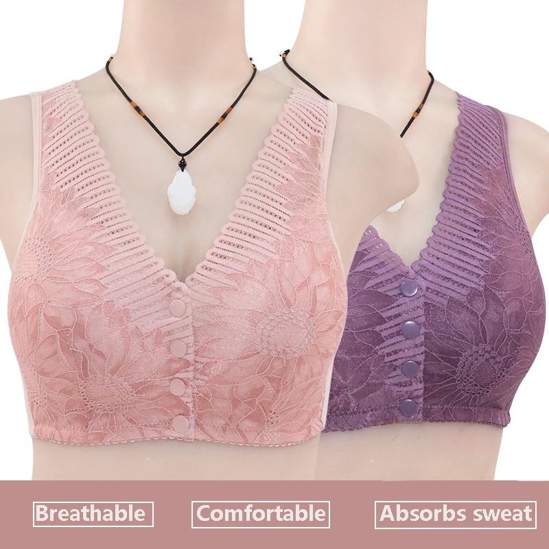 

Новинка кружевное нижнее белье с пряжкой спереди женская мягкая хлопковая дышащая майка большого размера удобный бюстгальтер без стальных...