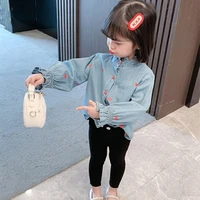 girls babys coat blouse jacket outwear 2022 blue spring summer overcoat top party high quality childrens clothing