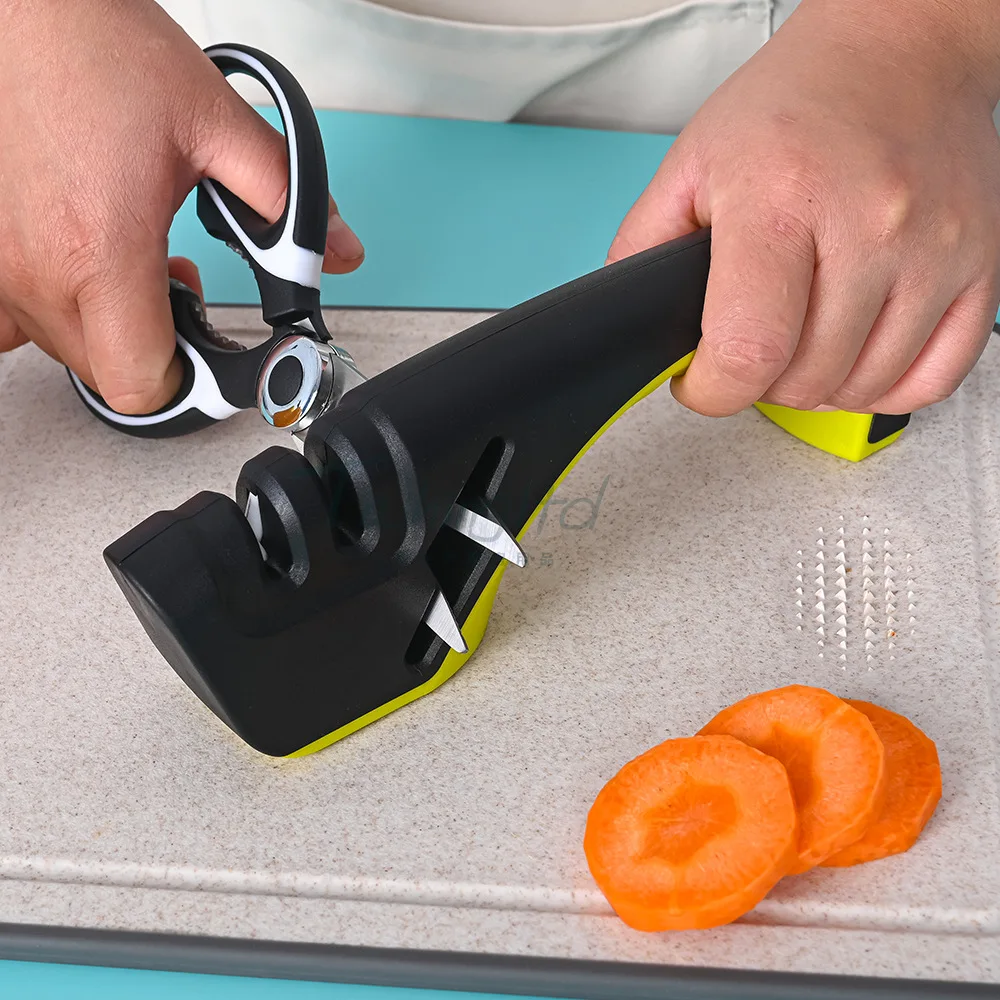 

3 Stages Knife Sharpener Handheld Quick Sharpening Tool With Non-Slip Base For Knives Scissors Kitchen Accessories Gadget