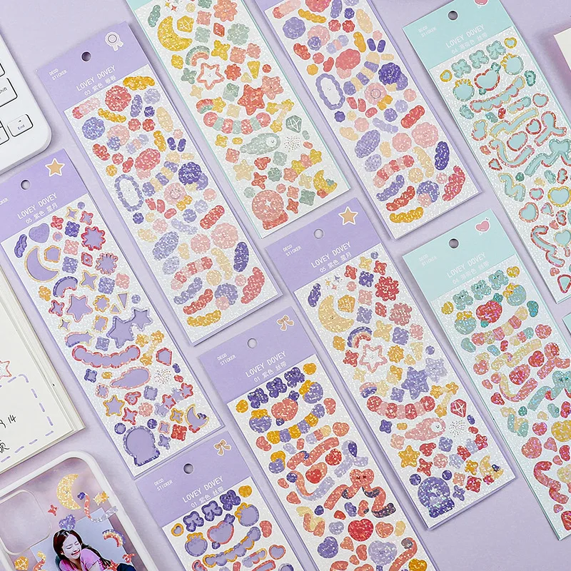 

1pcs Colored stars ribbons Decorative Sticker Scrapbooking Label Diary Korean Stationery Album Journal Planner