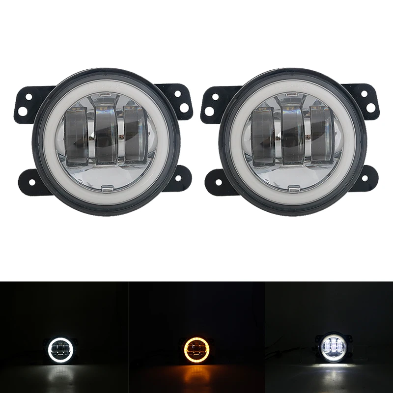 

4-дюймовые Светодиодные Противотуманные Фары Halo DRL Передние Фары Для Jeep Grand Cherokee 2011-2013 Jeep Wrangler JK TJ Dod...