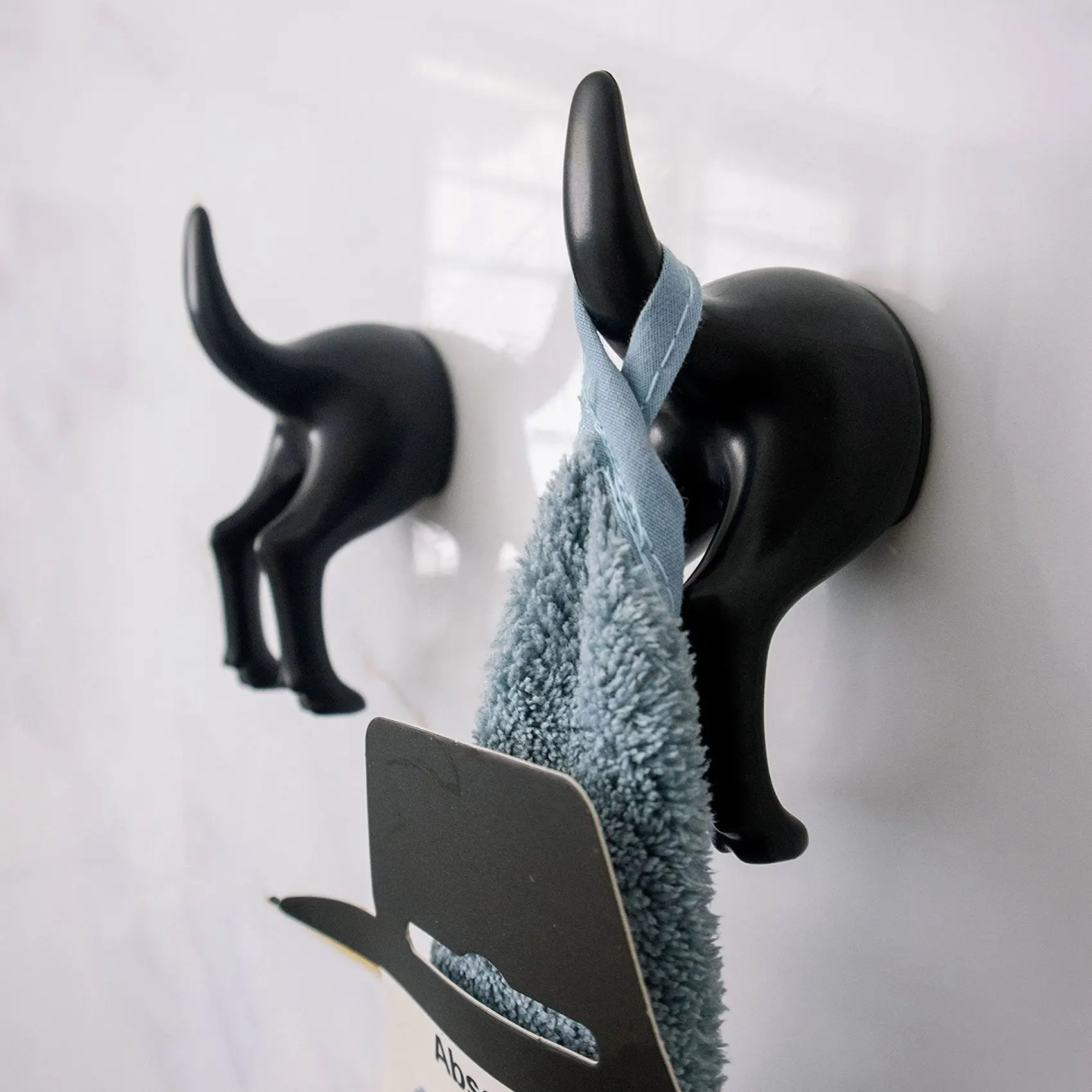 

5Pcs Dog Tail Hooks with Set Screws & Double Sided Adhesive Tapes Hat Coat Key Wall Mounted Hanger for Home and Kitchen